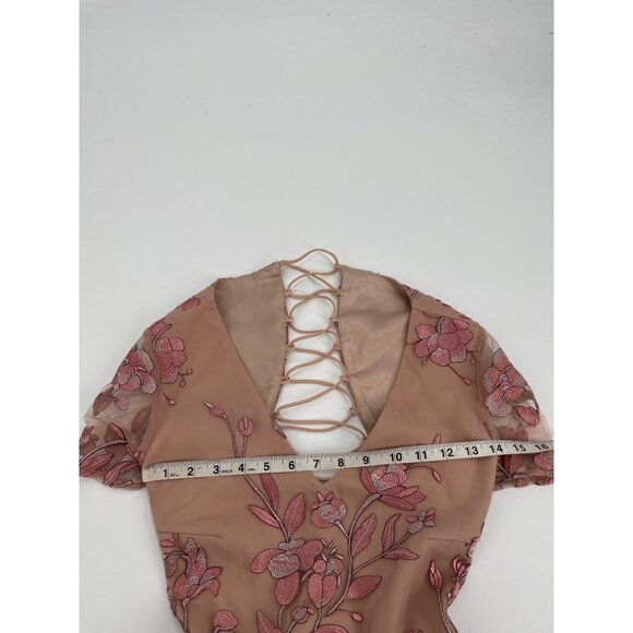 NWT Two Sisters the Label Saskia Dress Womens S Pink Lace-Up Embroidered Floral - Picture 7 of 9